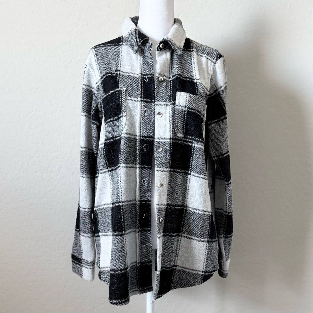 Time and Tru Black White Checker Shirt